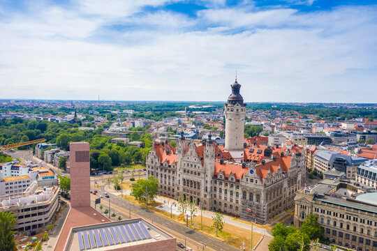 High angle view of New Town Hall in Leipzig city