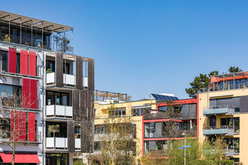 Germany, Tuebingen, Muehlenviertel, modern residential zero-energy houses