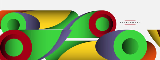 Fototapeta premium Abstract background. Minimal geometric circles and round style shapes with deep shadow effects. Trendy technology business template for wallpaper banner or background