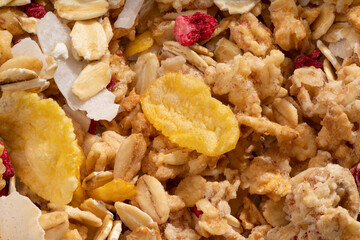 Detailed and large close up shot of cereal.