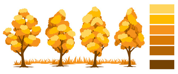 Autumn. Trees set