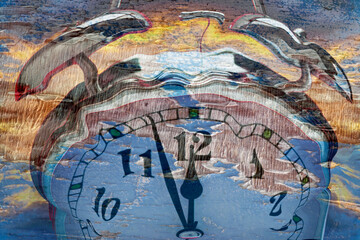 Abstract Doomsday clock near to midnight