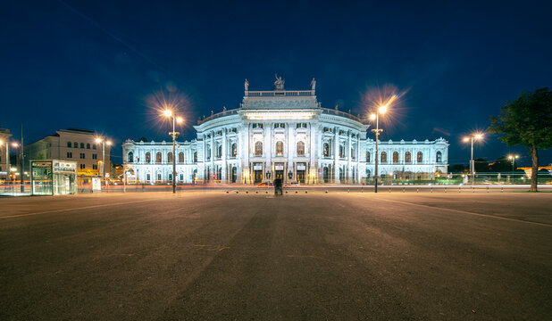 Burgtheater at night, Vienna, Austria