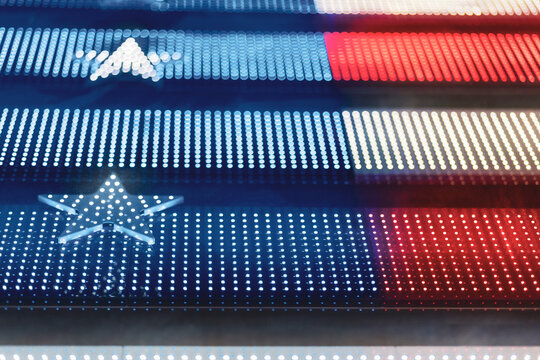 Detail of digital flag of the United States at Times Square, Manhattan, New York City, USA