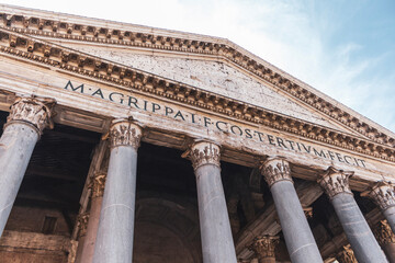 Italy, Rome,ÔøΩLow angle view ofÔøΩPantheon colonnade