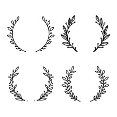 Vector hand drawn spring wreath isolated on white background. Outline willow branch. Doodle style. Floral frame. © Yuliia Maksymkina