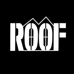 Word roof. Written by hand. Creative lettering. Sans serif font. Idea for logo.