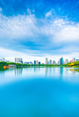 Urban environment of Nanhu Park in Nanning, Guangxi