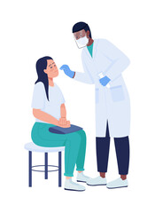 Doctor checking patient semi flat color vector character. Diverse figures. Full body people on white. Health test isolated modern cartoon style illustration for graphic design and animation