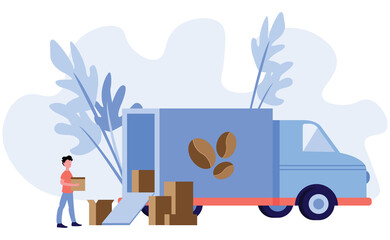 Simple flat  delivery coffee design illustration