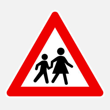 Children school zone - playground ahead vector danger road sign