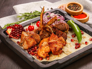 Caucasisian traditional mix grilled meat