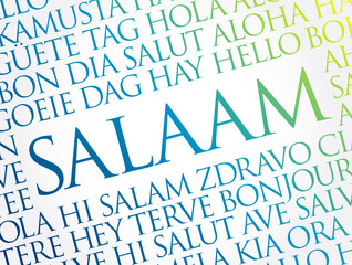 SALAAM (Hello Greeting in Persian,Farsi) word cloud in different languages of the world