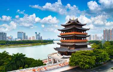 Obraz premium Changyou Pavilion of ancient city wall in Nanning, Guangxi