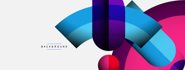 Geometric abstract background. Round shapes, circles, lines composition for wallpaper banner background or landing page