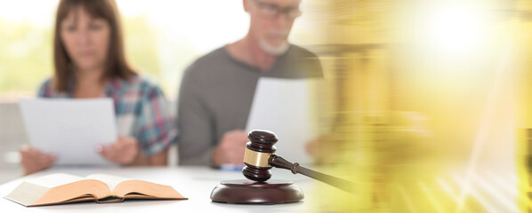 Concept of divorce, focus on foreground; multiple exposure