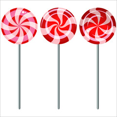 sweet candy lollipops on white background