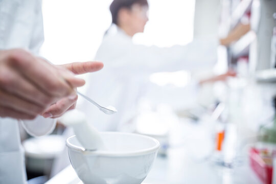 Preparation of medicine in laboratory of a pharmacy