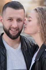 Portrait of a happy man and woman. Happy and stylish family.