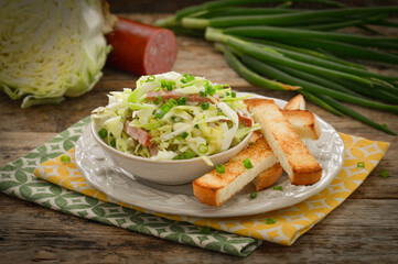 Fresh cabbage salad with herbs
