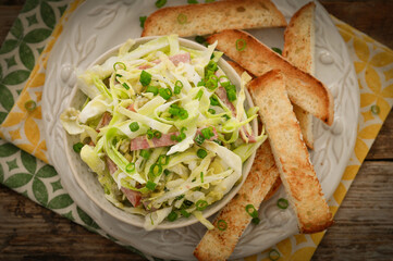 Fresh cabbage salad with herbs