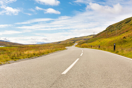 United Kingdom, Scotland, countryside road on the Isle of Skye