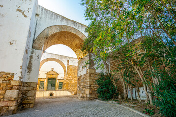 Historic walls around the old town in Faro, Algarve, Portugal
