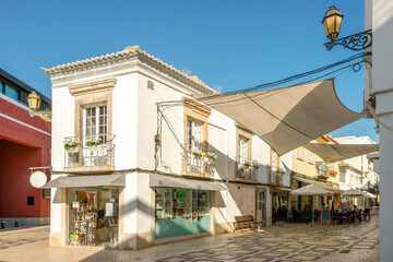 Fototapeta na wymiar Charming streets with traditional houses in Faro, Algarve, Portugal