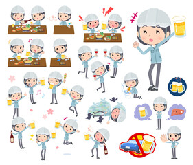 お酒に関する現場監督女性のセット