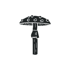 Amanita Muscaria Icon Silhouette Illustration. Mushroom Vector Graphic Pictogram Symbol Clip Art. Doodle Sketch Black Sign.