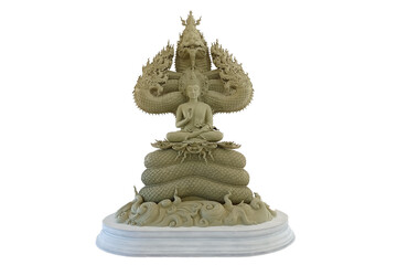 Buddha protected by the hood of the mythical king naga isolated