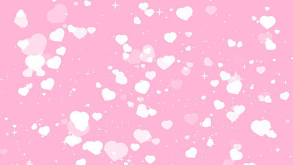 blur element white big hearts with shiny star rotating on light pink texture