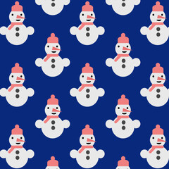 Snowman pattern with red scarf and hat. Snowman is suitable for winter design
