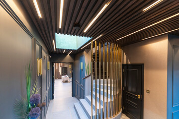 Interior view of the hallway in a luxurious property, London, UK