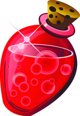 round icons of ancient magical potions over white background