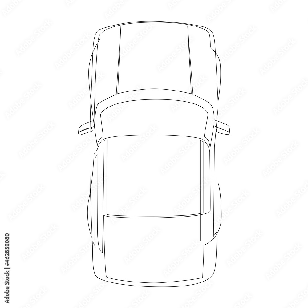 Aufkleber continuous line drawing of a simple car. view from above. vector illustration.