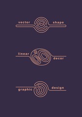 Line art simple pictures of the spiral. Contemporary minimal boho style. Modern vector design