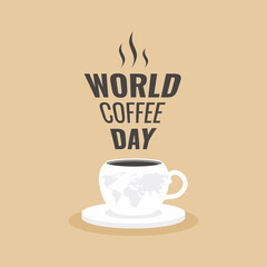 International coffee day banner, vector graphic illustration with creative decoration.