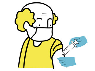 ワクチンを接種するお年寄りのイラスト