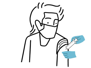ワクチンを接種する男性のイラスト