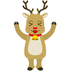 両手を挙げるトナカイのキャラクターのイラスト