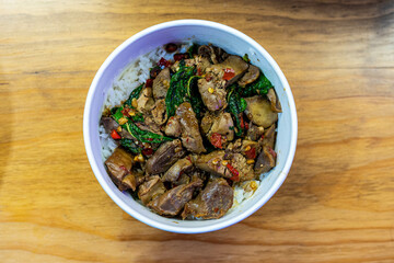 Pork Liver Fired with Basil.
