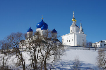Russia, Bogolyubovo - March, 2021:  Holy Bogolyubsky Convent in Vladimir region