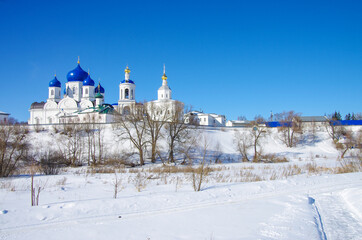 Russia,  Vladimir region, Bogolyubovo - March, 2021:  Holy Bogolyubsky Convent
