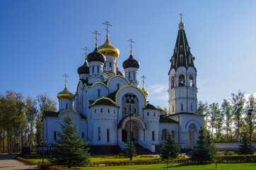Fototapeta na wymiar Borzye village, Istra district, Moscow region, Russia - October 2020: Church of the Holy Blessed Prince Alexander Nevsky