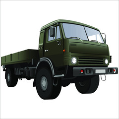 cargo onboard a retro car on a white background vector