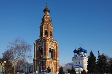 BRONNITSY, MOSCOW REGION, RUSSIA - December, 2020: Cathedral complex of Bronnitsy. Bell tower of the Cathedral of the Archangel Michael