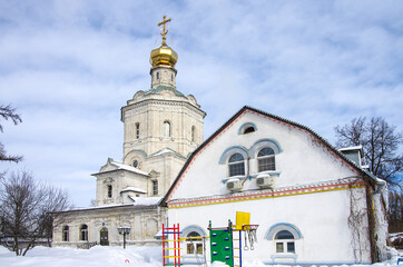 City of Vidnoye, Russia - February, 2021: Temple of the Assumption of the Blessed Virgin