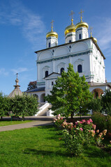 Village Teryaevo, Volokolamsk district, Moscow region, Russia - September, 2020:  Iosifo-Volotsky monastery, Assumption cathedral