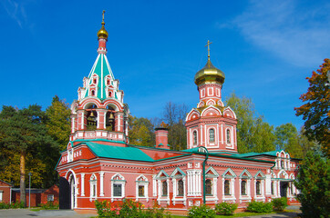 Fototapeta na wymiar Krasnogorsk, Russia - September, 2020: Church of the icon of the Mother of God the Sign. Znamenskaya Temple